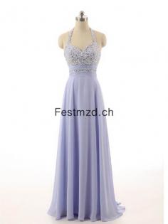 Halfter Lange Lila Chiffon Abendkleider