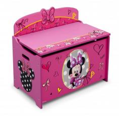 DEL1781: Features: -Deluxe collection. -Pattern: Minnie. -Recommended for ages 18 - 60 months. -Material: Engineered wood. -Slow closing lid with safety hinge. -Rounded corners and smooth edges. Product Type: -Toy storage bench. Finish: -Pink. Frame Material: -Manufactured wood. Hardware Material: -Steel. Gender: -Girl. Dimensions: Overall Height - Top to Bottom: -21.5. Overall Width - Side to Side: -23.5. Overall Depth - Front to Back: -14.5. Overall Product Weight: -22 lbs.