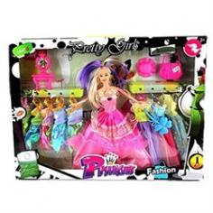 Pretty Girl Princess Children's Kid's Toy Fashion Doll Playset-Comes w/ Doll, Assorted Dresses, Accessories, (Dress Styles and Colors May Vary)-Accessories Include Hat, Bag, Vanity-Approx. Doll Height: 12