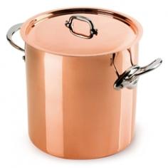 The M'hritage collection represents the total experience and heritage of Mauviel 1830, and is used by professionals and household cooks throughout the world. The collection is a combination of two powerful and traditional materials, copper and stainless steel. This blend of materials energizes the pleasure of cooking. The copper allows for unsurpassed heat conductivity and control, and the stainless steel interior is ideal for all daily cooking needs. The various handle options, cast iron, bronze or cast stainless steel, gives each range an aesthetic difference that meets the style for each cook. HandCraftedTall enough for many layers of vegetables and wide enough to encourage evaporation, the gleaming Mauviel Mhritage 150s covered stockpot keeps stock simmering at just the right temperature for hours. Features: Bilaminated copper stainless steel (90% copper and 10% 18/10 stainless steel)High Performance: Copper heats more evenly, much faster than other metals and offers superior cooking control Superior durability with 1.5mm thickness Non-reactive: 18/10 stainless steel interior preserves the taste and nutritional qualities of foods and is easy to clean - no re-tinning. Copper cookware can be used on gas, electric, halogen stovetops, and in the oven. It can also be used on induction stovetops with Mauviel's induction stove top interface disc (sold separately)Mauviel cookware is guaranteed for life against any manufacturing defects (Warranty not valid for commercial use)Made in France.