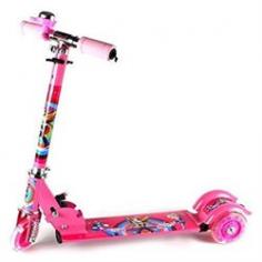 Street Fairy Children's Kid's Three Wheeled Metal Toy Kick Scooter w/ Light Up Wheels, Integrated Handlebar Bell (Pink)