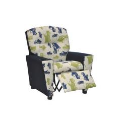 Dimensions: 24.5W x 23D x 28H in. Mixed hardwood frame with 7 oz. cotton duck fabric. Recommended age: 3 to 7 years; Weight limit: 75 lbs. Designer truck print with blue and green on white. Recessed plastic cup holder in right armrest. Steel reclining mechanism. CARB compliant; Made in the USA. The Kidz World Toy Truck Felix Kids Recliner is a soft, cozy, truck-covered haven for your child's quiet moments. He needs to recharge between feats of physical daring and endurance, and this chair is sure to catch his interest as a spot for relaxing and reading. Microsuede covers the rear and sides of the chair for unbelievable softness and ease of cleaning, while the truck-printed seat and backrest are done with rugged 7 oz. cotton duck fabric in ivory, dark blue, and sage green. With a plastic cup holder recessed into the right armrest, you can even help him stay hydrated when he stops to refuel. A steel recliner mechanism is easy for kids to use and hard for them to break. About Kidz WorldA.D. Blount, Linda Blount, Alison Nichols, Justin Nichols, and Dwight Griffin established Kidz World furniture in March of 2009 after looking at the children's furniture market and deciding that better quality and more fabric choices were needed. They decided to manufacture children's furniture that was more like adult furniture in terms of hardwood frames, foam filling, and other high-quality components. By providing this quality and offering the resulting furniture in a variety of fabrics, including licensed fabrics such as Mossy Oak, National Football League, Collegiate Sports, and Major League Baseball, Kidz World has quickly established themselves as the leading manufacturer of children's furniture.