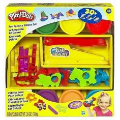 Play-Doh Fun Factory Deluxe Set provides open-ended, imaginative play for your child. Kids will be inspired to roll, mold, shape and cut lots of fun shapes and exciting creations! Set includes Fun Factory extruder, more than 30 shaping accessories and 6 colors of Play-Doh compound. The Play-Doh Fun Factory Deluxe Set features: Includes over 30 pieces Squeeze and mold crazy shapes 6 colors of Play-Doh compound The Play-Doh brand is proud to celebrate over 50 years of colorful, creative play. Play-Doh was first introduced in 1956, Play-Doh modeling compound has since become a classic and beloved toy, used in homes and schools around the world by children of all ages. Developed by Rainbow Crafts in Cincinnati, Play-Doh was demonstrated and sold in the toy department of Woodward & Lothrop Department Store in Washington, D.C. Play- Doh compound was available only in one color and size, an off-white, 1.5-pound can. Soon, Play Doh was introduced to schools, kindergartens and nursery schools. In 1991, Play Doh compound joined Hasbro, Inc. as part of the Playskool line, when Hasbro purchased the Tonka Corporation and its Kenner and Parker Brothers divisions.