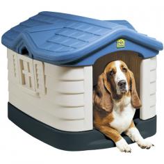 Our Pet's Tuff-N-Rugged Dog House - Insulated Dog House & Plastic Dog HouseHouse your pampered pooch in the Our Pet's Tuff-N-Stuff Rugged Dog House. This insulated dog house is specially designed to keep your large furry friend comfortable in both warm and cool weather. The structure is made with high quality plastic dog house materials that are sure to work well for your pet. The stylish colors and detailing will look great in any outdoor space. Dogs that spend a lot of time outside need an insulated dog house for a lot of reasons. It provides shade in the heat, shelter in the cold, and caters to your dog's natural instinct to den. In addition to giving your pet a place to call home, a dog house needs to be resistant to the elements to ensure long-lasting use. A plastic dog house can be both comfortable and durable for your dog. The Our Pet's Tuff-N-Stuff Rugged Dog House is a high quality plastic dog house that provides an ideal shelter for your pet. The all-weather materials and double wall design provide your pet with a weather-resistant home that is warmer in the winter and cooler in the summer. This insulated dog house requires no tools for assembly; the lock-together design makes putting it together both fast and easy. The adorable colors on the Our Pet's Tuff-N-Stuff Rugged Dog House exterior are fade resistant and made with UV protection. The roof lifts off easily so you can reach the space's interior for cleaning and other maintenance. This dog house has an insulation rating of R-2; it has won a Consumer Digest Best Buy award. It is designed for dogs up to 125 lbs.