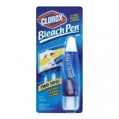 Treat stains as they happen with the power of Clorox bleach in an easy-to-hold, portable stain removal tool. The Clorox Bleach Pen Gel is your best friend in the laundry room and on the go. Its dual-tipped applicator has a fine point for precise jobs and a scrub brush for larger ones - no more stains on white, white-and-color striped, floral and patterned clothes. Handy outside the laundry room too: it can wipe out even the toughest of bathroom and kitchen stains, like mold and mildew, coffee, tea, berry juice and red wine. Handy precision stain fighter pen. Includes a narrow point for precise.