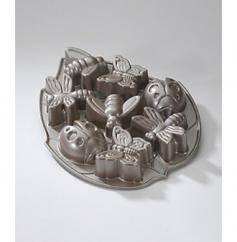 Heavy duty cast aluminum is light and strong. Make eight mini bugs in one batch. 5 cup capacity. Premium non-stick surface. Dimensions: 15L x 11.5W x 1.75D inches. Bring backyard bugs inside with this Nordic Ware 53037 Bundt Bakeware Cast Aluminum Nonstick Backyard Bugs Pan. Make eight different mini bug cakes in one batch. Heavy cast aluminum provides superior performance. Cakes rise evenly cook uniformly and are finely detailed. This pan includes Nordic Ware's premium non-stick surface so even the most fragile cakes pop right out. When your kids bug you for treats this is your answer. About Nordic WareFounded in 1946 Nordic Ware is a family-owned American manufacturer of kitchenware products. From its home office in Minneapolis Minn. Nordic Ware markets an extensive line of quality cookware bakeware microwave and barbecue products. An innovative manufacturer and marketer Nordic Ware is best known for its Bundt Pan. Today there are nearly 60 million Bundt pans in kitchens across America. The Nordic Ware name is associated with the quality dependability and value recognized by millions of homemakers. The company's extensive finishing technology and history of quality innovation and consistency in this highly technical and specialized area makes it a true leader in the industrial coatings industry. Since founding Nordic Ware in 1946 the company has prided itself on providing long-lasting quality products that will be handed down through generations. Its business is firmly rooted in the trust dedication and talent of its employees a commitment to using quality materials and construction a desire to provide excellence in service to customers and never-ending research of consumer needs.