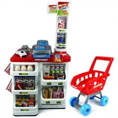 Velocity Toys Play House Super Market Children's Kid's Pretend Play Toy Food Play SetComes w/ Toy Register, Working Scanner w/ Light and Sound, Shopping Cart, Pretend Food and MoneyIncludes Various Fruits, Vegetables, Groceries, etc! Scanner Requires 2 AA Batteries (not included)Approx. Set Dimensions: 32 x 19 x 16", Approx. Cart Dimensions: 16 x 14 x 8" Age: 3 & Up Gender: Boys, Girls Assembly: Assembly Required Assembly Requir