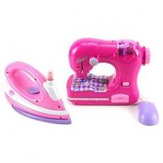 Happy Lil Masters Pretend Play Children's Kid's Battery Operated Toy Sewing Machine & Clothing Iron Deluxe Combo Set-Perfect for your Little One-Sewing Machine features Up and Down Sewing Action with Thread, Handwheel, Controller-Machine requires 3 AA Batteries to run, Iron requires 2 AA Batteries to run (Not Included)