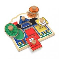 With a matching full-color picture, this First Shapes Jumbo Puzzle from Melissa & Doug&reg; will help your child improve dexterity and develop matching skills with the extra-chunky pieces. Extra-large knobs make it easy for small hands to remove each realistically-illustrated, wooden piece. In 1989 The Melissa & Doug Company started in the garage of the home where Doug grew up! Thanks to your support, the Melissa & Doug Company grew and was able to move into a real office down the road. Their philosophy has remained the same over the years-to make each and every customer a happy and permanent member of the Melissa & Doug family, while offering products with tremendous value, quality and design. Melissa & Doug have always welcomed customer suggestions, and they continually strive to make improvements to their products. Melissa & Doug are honored by the faith you place in them and view it as their responsibility to continue to earn your trust in the years to come! Melissa and Doug range of products include puzzles, preschool, play food, puppets, stuffed animals and gardening toys.