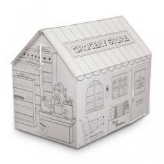 MVOH1011: Features: -8.5 Square foot floor space for multiple children to play inside and keep dry. -Single - piece playhouse folds up and down easily. -Practice math skills, manners and customer service. -Eco-friendly material. Color: -White. Material: -Cardboard. Generic Specifications: -4 Windows, 2 mail slots and 2 doors. Generic Dimensions: -35" H x 28" W x 43.5" D, 4 lbs. Dimensions: Overall Height - Top to Bottom: -35 Inches. Overall Width - Side to Side: -35 Inches. Overall Depth - Front to Back: -43.5 Inches. Overall Product Weight: -4 Pounds.