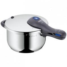 4.5-qt. pressure cooker with TransTherm base for even heating. Residual pressure locking with colored indicator. Includes lid with handle and insert. Stay-cool ergonomic handle detaches for easy cleaning. Made of Cromargan 18/10 stainless steel. Simplify the way you cook with theWMF 07.9312.9300 Perfect Plus 4.5 qt. Stainless Steel Pressure Cooker. Designed to cook virtually anything from meat to veggies to soup, this stainless steel unit prepares healthy meals safely and quickly. On average, cooking times are 70 percent shorter, which leads to a potential energy saving of up to 50 percent. With its easy-to-use operation and detachable handle for even easier cleanup, this unit will quickly become a favorite in the kitchen. WMF Americas, Inc. From the best restaurants and hotels to the sophisticated home chef's kitchen, carefully crafted products by WMF Americas, Inc. are revolutionizing the way people cook and enjoy meals. Its products include cookware, flatware, tableware, and commercial coffee machines. Each product is constructed for durability, function, and style appeal in attempt to make cooking easier, safer, and more enjoyable and make meals simply more beautiful. With more than 150 years of experience, the company is committed to high quality and exceptional reliability.