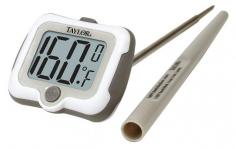 Digital Food Service Thermometer, Food Safety, Temp. Range (F) -40 Degrees to 450 Degrees, Temp. Range (C) -40 Degrees to 232 Degrees, Accuracy +/-2 Degrees F, +/-1 Degrees C, Stem Length 5 In, Stem Material Stainless Steel, Case Material Plastic, Display LCD, Digit Size 2/3 In, Features Adjustable Head for Multiple Viewing Angles, Auto Off to Prolong Battery Life, Hold Feature, Includes LR44 Battery, Storage Sleeve Printed with Convenient Cooking Temperature Chart