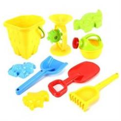 Big Bucket '10 Children's Kid's Toy Beach/Sandbox Playset-Comes w/ Bucket, Sand/Water Wheel, Watering Can, Sand Molds, Hand Tools-Tools: Hand Scooper, Shovel, Rake-Have Fun in the Sun-Approx. Bucket Height: 8.5