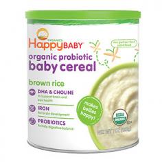 Happy Bellies, DHA + Probiotic, Organic Brown Rice Cereal, 7 oz (198 g) Organic baby cereal Immunity support DHA for Eye And Brain Development Vitamin + Mineral Fortified Dr. Sears Recommended The perfect first solid food for baby BPA Free USDA Organic Life's DHA Healthy Brain, Eyes, Heart HappyBellies is the ONLY baby cereal with probiotic immune support. It is also the only organic cereal with DHA. Happy Bellies is recommended by respected pediatrician, and author of The Baby Book and the Healthiest Kid in the Neighborhood, Dr. Bob Sears. The HappyBellies difference Organic goodness: All HappyBaby products are always USDAcertified organic. Enriched: with DHA for brain and eye development, plus iron, vitamins and minerals essential for baby's growth. Probiotic Protection: Good bacterial specially formulated to help strengthen your baby's digestive system which can protect against the development of allergies. Dr Sears agrees: Baby foods with probiotics are a great way to make sure your baby's system has plenty of good bowel bugs. The gastrointestinal (GI) tract is the body's largest immune organ. The better you feed baby's GI tract, the better you feed baby's immune system. 100 natural: We support sustainable agriculture. No pesticides, no chemical fertilizers, no genetically engineered ingredients (GEIs). Certified organic by California Certified Organic Farmers (CCOF).