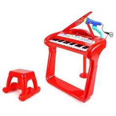 Classical Elegant Piano Children's Kid's Toy Keyboard Musical Instrument Play Set-37 Key Piano with Microphone and Stool, Stop Button Will Stop All Functions, Flashing Colorful Lights-Volume Up/Down Button, Tempo Up/Down Button, Flip Up Piano Lid with Lid Prop, Can Be Used for Storage-Records and Playbacks your Little One's Custom Music! Switch Between Piano, Organ, Violin, Bell, Music Box, Guitar, Mandolin, Trumpet Sounds! Switch Between 8 Rhythms: Slow Rock, Rock, Newnew, Disco, March, Waltz, Samba, Blues-Requires 6 AA Batteries to run (not included), Easy to Assemble! Approx. Assembled Dimensions: 14 Long x 18 Wide x 23 Tall, Stool Dimensions: 9 x 9 x 8