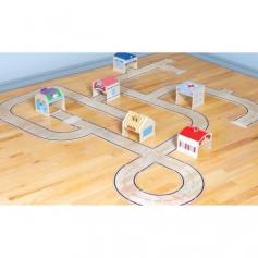 Set includes 6 buildings and 42 roadway pieces Durable plywood and hardwood veneered pieces Fire and police stations, hospital, school, grocery, and gas station Buildings will fit over tracks so cars can drive right through Road pieces are varied in size and shape Easily go together and come apart like puzzle pieces Great for enhancing creativity and problem-solving skills Recommended for kids age 2 and up Buildings average 5.75L x 4.5W x 6.5H inches About Guidecraft Guidecraft was founded in 1964 in a small woodshop, producing 10 items. Today, Guidecraft's line includes over 160 educational toys and furnishings. The company's size has changed, but their mission remains the same; stay true to the tradition of smart, beautifully crafted wood products, which allow children's minds and imaginations room to truly wonder and grow. Guidecraft plans to continue far into the future with what they do best, while always giving their loyal customers what they have come to expect: expert quality, excellent service, and an ever-growing collection of creativity-inspiring products for children.