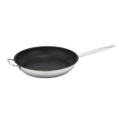 Frying Pans are a necessity in any commercial kitchen. They are ideal for dishes that require little oil or butter. They also work great for foods that involve a lot of flipping, such as pancakes or omelets. Winco offers you a great fry pan (SSFP-14NS) that is constructed from heavy duty commercial quality premium stainless steel. It features a non-stick Excalibur coating that prevents food from sticking to its surface, and it is easy to clean. Measures: 14.