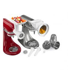Grinder, slicer/shredder, and sausage stuffer Fits all KitchenAid stand mixers built after 1990Installs easily on attachment hub. Add extra versatility to your KitchenAid stand mixer with the KitchenAid KGSSA Mixer Attach Pack - White. Designed to work with all KitchenAid models built after 1990, this set includes a food grinder, sausage stuffer, and slicer/shredder. About KitchenAidFor over 80 years, KitchenAid has been devoted to creating innovative cookware that inspires culinary excellence. From the original Stand Mixer first created in Troy, Ohio, this industry leader now offers a wide assortment of cookware, bakeware, kitchen accessories, and appliances. All products are designed with your cooking needs in mind and are engineered to exceed the highest manufacturing standards. Since 1919, KitchenAid has been synonymous with quality and value. As a result, all KitchenAid products are backed by exceptional, industry-leading warranties. Check out the complete line today.
