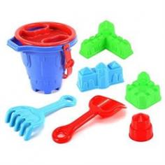 Happy Times Castle Bucket Children's Kid's Toy Beach/Sandbox Playset-Comes w/ Bucket, Hand Tools, Sand Molds-Tools: Scooper, Hand Rake-Fun Sand Molds-Colors May Vary