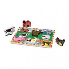 Give your little-one a fresh start learning the shapes of these fun farm animals playing with this Melissa & Doug Chunky Wooden Farm Puzzle. This bright, playfully styled 8-pc. Farm puzzle features thick, chunky pieces that fit neatly into the colorful board, or stand alone as fun play pieces all on their own. Promotes matching skills with full-color pictures beneath each slot, and encourages pretend play. This hand-painted puzzle is great for small hands. Gender: Unisex.