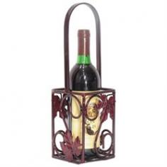 XQF1065: Features: -Wine bottle not included. -Sturdy iron construction. -Durable powder coat finish. -French Vineyard collection. Dimensions: Overall Product Weight: -2 Pounds. Overall Height - Top to Bottom: -15 Inches. Overall Width - Side to Side: -6 Inches. Overall Depth - Front to Back: -6 Inches.