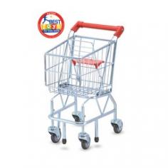Dimensions: 15.5L x 11W x 24H in. Durable metal construction. Recommended for ages 3-6 years Pivoting front wheels and folding doll seat. Let your little one go shopping just like you do with the Melissa and Doug Toy Shopping Cart This toy shopping cart is made from durable metal to withstand the wear and tear of child's play and is designed to look just like the real thing. It even includes pivoting front wheels for easy use and a folding doll seat so your tot can play parent at the market. Happy hunting! Recommended ages 3-6 years. About Melissa & Doug ToysSince 1988, Melissa & Doug have grown into a beloved children's product company. They're known for their quality, educational toys and items, and have grown in double digits annually. The Melissa & Doug company has been named Vendor of the Year by such great retailers as FAO Schwarz, Toys R Us, and Learning Express, and their toys have been honored as Toys of the Year by Child Magazine, FamilyFun Magazine and Parenting Magazine. Melissa & Doug - caring, quality children's products. Teach your child the ins and outs of shopping with this cute little toy shopping cart from Melissa and Doug. At playtime encourage your child to budget by pairing this with toy foods and handmade price tags for a fun game. Sometimes it's okay to splurge so let your child pick up a few treats as well. Placing items in the cart encourages motor skills and creativity turning playtime into an interactive learning experience. This cart works just like the real thing with pivoting wheels and a folding doll seat.