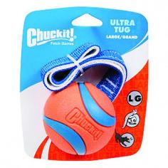 Chuckit Ultra Tug rugged rubber dog tug toys are perfect for dogs who love a game of tug and fetch. It is a natural rubber dog ball on a sturdy nylon tug strap. Great for games of fetch, tug and many other interactive games with your dog. The strap makes these dog tug toys easy to throw and less messy from picking up slobbery dog balls. The ball is easy to clean and surprisingly light. Chuckit balls are no ordinary dog balls. Dogs love their squashy light feel and you will love their durability. Available in size Medium (2.5 inch ball firmly attached to a strong nylon rope 8 inches long and 1 inch wide). Chuckit Ultra Tug Developed to have high bounce, high visibility, and high durability, the value of Chuckit toys is easily recognized by dog owners. It will soon be your dog's favourite toy and because it endures you will love it too. A great dog toy in its own right but also ball thrower compatible for amazing games of fetch. If buying Ultra Tug for a Chuckit ball launcher, please check our size compatibility guide below.