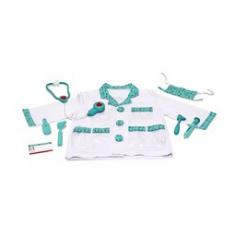 Prepare your little doctor in training for taking on new patients with this doctor role play costume set, ideal for dress up games, Halloween and more. It includes scrubs as well as a stethoscope with sound effects, a syringe and other utensils as well as a name tag. With this set your little doctor will be fully equipped with a jacket and mask, a stethoscope with sound effects, a reflex hammer, an ear scope, a syringe and a name tag. Fits children 3T to 6T From puzzles to puppets, plush to play food, magnetic activities, music, wooden toys and more! One of the leading designers and manufacturers of educational toys and children's products. Started in 1988 in their garage, they have something for everyone, with nearly 800 unique and exciting products for children of all ages!