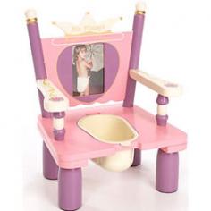Princess Wooden Potty Training Chair by Levels of Discovery RAB40001. Crown backrest with special message: "Her Majesty's Throne" 4" x 6" photo frame to make it her own! Removable plastic container lifts out for easy clean-up Comes with a removable deflector Total height: 18" Height of seat: 6 1/4" Specification This item includes: RAB40001 Wooden Potty Training Chair Please refer to the Specifications to determine what items are included since sometimes the image shows more or less items. If you are not sure, please contact us and our customer service will be glad to help.