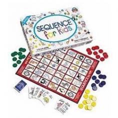 Even if they can't read yet, younger children can enjoy playing this great strategy-building game. The Sequence Game for Kids is easy to play yet challenging and exciting. Just play a card from your hand, place a chip on a corresponding game board space and when you have 4 in a row, it's a sequence and you win. But there's more. Use a unicorn card to place your chip anywhere or a dragon card to remove your opponent's chip. The game comes with 4 colors of playing chips, playing cards and a folding game board. For 2 to 4 players. Reading not required to play. Parts made in USA and imported; assembled in USA.
