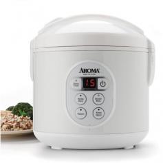 Shop for Appliances at The Home Depot. Restaurant-quality white and brown rice. Healthy steamed meals. Hearty soups and stews. This AROMA 8-Cup Digital Rice Cooker and Food Steamer easily makes all this and much more! It flawlessly prepares 2 to 8 cooked cups of any type of rice with specialized functions for White Rice and Brown Rice. The included steam tray allows for meats and vegetables to be steamed while rice cooks below for easy, one-pot meals! And the programmable 15-Hour Delay Timer allows for rice and water to be added in the morning and programmed to have it hot and ready when itâ&euro; s needed at night. When the cooking is done the nonstick inner cooking pot removes for quick and easy cleaning. Includes steam tray, measuring cup and serving spatula. Color: White.