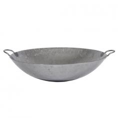 This 20" Steel Hand Hammered Cantonese Wok from Town Food Equipment is a great piece of equipment to add to your kitchen especially if you are looking to stir-fry. Also used to steam deep-fry stew and making soups a wok is a versatile piece that can help you achieve great results with your dishes. This particular wok is constructed from hand-hammered cold-forged steel making it extremely durable. With riveted handles this wok is easy to handle while cooking. Perfect for Mandarin cooking this wok is a sturdy and versatile piece to work with. Base Material: Metal. Cookware Type: Wok. Diameter: 20". Handle Type: Loop. Height: 5.75". Metal Thickness: 17 Gauge. Metal Type: Steel. Wok Bottom Type: Round Bottom.