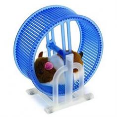 Happy Hamster Spinning Exercise Wheel Electronic Toy Pet Playset-Watch as Happy Hamster Runs Inside the Wheel-Includes Battery Operated Hamster, Wheel, Stand-Hamster & Wheel Color May Vary-Requires 2 AAA Batteries to Run (not included)