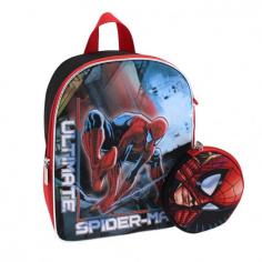 Spiderman 10 Inch Backpack with Utility Case. Your little super hero with love this Spiderman 10 inch mini backpack! The background art features Spiderman flying through the city for a truly superhero effect!It has a main zippered compartment and comes with a bonus zip-around utility case, perfect for carrying his favorite toys and other essentials. Spiderman 10 Inch Backpack with Utility Case Features: Main large zip compartment Adjustable shoulder straps Top loop for hanging Utility case for extra storage "Dimensions: 10"H x 8"W x 3.5" D Made of durable 600D poly material Toys > Category > Kids' Room > Personalized Shop > Backpacks, Totes & Pencil Cases. Luggage & Bags > Backpacks.