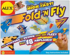 ALEX TOYS-Fold 'n Fly Kit. Make a high-flying airplane fleet using colorful paper and stickers. Keep your edges crisp with the included folding tool! Kit makes eighteen airplanes! This kit contains eighteen printed papers; stickers; folding tool and easy instruction booklet. Recommended for children ages 6 and up. WARNING: Choking Hazard-contents can make small parts. Not for children under 3 years. Imported.