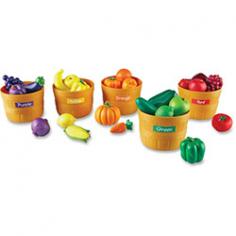 Little gardeners develop color recognition and sorting skills. Includes 5 baskets, 25 foods, stickers, and activity guide. Made of plastic. Recommended for ages 3 to 7. Basket measure 5.5 diam. x 4H in. Perfect for dramatic play and nutritional lessons, the Learning Resources Farmers Market Color Sorting Set will have your little gardeners developing color recognition and sorting skills in no time. Made of plastic, this set includes five baskets, 25 bushels of realistic and relationally sized produce, stickers, and an activity guide. Recommended for ages three to seven years. About Learning ResourcesA leading manufacturer of innovative, hands-on educational materials and learning toys, Learning Resources has been teaching children through play in the classroom and the home for over 25 years. They are a trusted source for educators and parents who want quality, award-winning educational products. Their diverse product line of over 1300 products serves children and their families, kindergarten, primary, and middle school markets focused on the areas of mathematics, science, early childhood, reading, Spanish language learning and teacher resources. Since their founding in 1984, Learning Resources continues to be guided by its mission to develop quality educational products that make learning exciting for children of all ages and abilities. They strive to create hands-on products that build a concrete foundation of skills through exploration, imagination and fun.