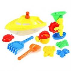 High Seas Speed Boat Children's Kid's Toy Beach/Sandbox Boat Playset-Comes w/ Toy Figure, Boat, Sand/Water Wheel, Sand Molds, Hand Tools, Watering Can-Tools: Hand Scooper and Rake-Have Fun in the Sun-Approx Length of Boat: 16