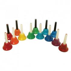This 13 note Kidsplay Handbell set features top quality construction and accurate intonation. Each bell is marked with the proper note and number which helps teach children music notation. 13 bells, C-c chromatic.