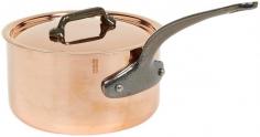 The Mauviel Copper-Stainless Saucepan is part of the M'Hritage collection, a combination of two powerful and traditional materials, copper and stainless steel. This pan is great for making soups or sauces, boiling potatoes or pasta, melting butter, warming chocolate or reheating leftovers. The 2.5-mm copper exterior effectively conducts heat and lets you control it to heighten the pleasure of cooking. The stainless steel interior preserves the taste and nutritional qualities of foods and is easy to clean - no re-tinning. The M'Hritage collection represents the total experience and more than 180-year heritage of Mauviel 1830, and is used by professionals and household cooks throughout the world. Hand-made in a French village, whose name means the city of copper, this Mauveil saucepan is crafted with cast iron handles, straight edges and 2.5mm thick copper. Ergonomic cast iron handle is permanently riveted to saucepan with steel rivets for a lifetime of use. Tight-fitting lids on covered cookware seal in moisture as you cook, keep food warm until you're ready to serve the meal. Suitable for use with all stovetop heat sources except induction, and oven and broiler safe to 500 degreesF. Mauviel Saucepan is available in three sizes: 0.9 Quart, 4.72 dia. x 4.00 h with 5 handle, 2.77lbs, 2.7 Quart, 7.08 dia. x 4.90 h with 6 handle, 5.62 lbs. and 3.6 Quart, 7.87 dia. x 5.30 h with 6 handle, 6.48 lbs.