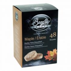 Choose from available flavor options. For use with Bradley smoker. 48 bisquettes produce 16 hours of burn time. Chippings produce continuous smoke at consistent temperature. Can be used for any meat. The secret to the Bradley Smoker is the Bradley Bisquettes - 48 Pack. To produce the bisquettes, the hardwood chippings are bound together using precise quantities, at controlled pressures and densities from chippings of the natural hardwoods and fruitwoods. The flavor of the smoke is determined by the variety of wood being burned. By this method, their burning behavior remains consistent and predictable. Furthermore, by limiting the combustion time to 20 minutes for each bisquette, on top of the electrically heated element, the chippings produce clean continuous smoke at a consistent temperature. These two factors eliminate the guesswork and uncertainty from smoking food, giving you perfect results every time you smoke. The Bradley Smoker, which uses these bisquettes, is fully automatic, burning and dispensing one bisquette ever 20 minutes. At a rate of 3 bisquettes per hour, the smoker has a capacity for 8 hours of unsupervised operation. The only hard thing about it is choosing a smoke flavor! Choose from a variety of flavors! Alder has a distinct, rich flavor that is perfect for seafood, ham or bacon. Mesquite and Hickory have strong flavors usually used for beef or pork. Apple is sweeter and milder, and is ideal for poultry and wild game. About Bradley SmokersBradley invites you to the wonderful world of gourmet food smoking. An exciting adventure awaits you, filled with a realm of endless possibilities for delicious food that will have you coming back for more time and time again. Bradley has has been making food smokers for the restaurant and hotel industry for well over a decade. Many of the finest hotels and restaurants around the world smoke their own foods using Bradley Smokers. Bradley Smokers are engineered to control the smoke in order to produce consistent results, all in a hassle-free design that doesn't demand constant attention. This endeavor led to the development of Bradley Flavor Bisquettes, which provide you with a simple way to add rich and savory flavors to your food, either on your BBQ grill or using your Bradley Smoker.