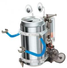 Teach your children the joys of recycling with this Toysmith tin can robot. Once assembled, the robot walks and wobbles, and the googly eyes give this project a fun, charming look that appeals to both children and adults. Includes: Working parts, motor, wheels, arms, googly eyes and full detailed instructions Brand: Toysmith Model: 3653 Materials: Aluminum, plastic Age appropriate: 8 years and up Dimensions: 2.6 inches long x 6.5 inches wide x 9.6 inches high Weight: 0.45 pounds Battery type: Two (2) AAA batteries required (not included) Care and cleaning instructions: Wipe clean Assembly Required WARNING: Choking Hazard. Not recommended for children under 3 years.