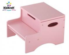 Choose from your favorite colors! Dimensions: 14L x 12.75W x 10H inches Lid lifts for extra storage capacity Constructed with a low center of gravity hard to tip Built-in hand-holds Several color options based on availability Solid wood construction Recommended for ages 3 and up. KidKraft's Step 'N Store Step Stool brings kids one step closer to independence and difficult-to-reach objects. With extra storage capacity the top step conveniently lifts up with a special safety hinge to protect little fingers from getting caught. Sturdily constructed with a low center of gravity and with thoughtful hand-holds on the sides to simplify carrying and moving the Step 'N Store is available in a myriad of colors based on availability. About KidKraftKidKraft is a leading creator manufacturer and distributor of children's furniture toy gift and room accessory items. KidKraft's headquarters in Dallas Texas serve as the nerve center for the company's design operations and distribution networks. With the company mission emphasizing quality design dependability and competitive pricing KidKraft has consistently experienced double-digit growth. It's a name parents can trust for high-quality safe innovative children's toys and furniture. Give your kids a little more height and let them help you out around the kitchen with this step stool. It has a two-step design allowing your little ones to reach taller counters and other spaces and the multiple paint finishes available mean you can easily choose one that matches your child's bedroom. The stool's little storage area that can be accessed by raising the lid lets children store some of their most important supplies inside. Color: Pink.