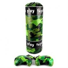 Jungle Camo Boxing Children's Pretend Play Toy Boxing Play Set-Stuffed Punching Bag and Set of Soft Padded Boxing Gloves-Punching Bag Measures Approx. 20 Tall x 7 Width-Perfect for Any Child!