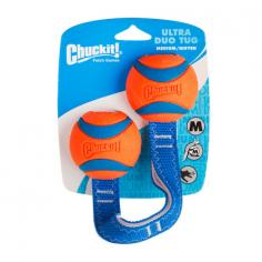 MEDIUM Durable rubber ball on leash-style cord is great for tug-of-war games with your dog. Made with durable, heavy duty stitching on a 2-ply nylon handle with an ultra ball on the end. Developed to have high buoyancy, high visibility, and high durability.