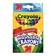 Delivers easier and truer colors Completely washable with enhanced vibrant colors for worry-free coloring. Offers the youngest artist a colorful crayon that washes off from most walls and nonporous surfaces with nothing more than a damp sponge and water. It also comes off of most children's clothing and fabrics with warm water. Double-wrapped to prevent breakage. Smooth laydown for greater ease of use. Certified AP nontoxic. Crayola(R) Washable Crayons, Assorted Colors, Pack Of 24 is one of many Crayons available through Office Depot. Made by Crayola.