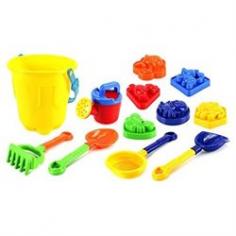 Sandy Beach Big Bucket Children's Kid's Toy Beach/Sandbox Playset-Comes w/ Bucket, Watering Can, Hand Tools, Sand Molds-4 Hand Tools and 6 Sand Molds Included-Fun Animal Sand Molds! Colors May Vary-Approx. Height: 8