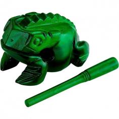 The Nino Frog Guiro is a little handmade work of art that has become incredibly popular. Children especially love the authentic "ribbit" sound created by scratching the wooden beater on the guiro frog's back. You can also use the guiro as a woodblock by striking the resonating body.