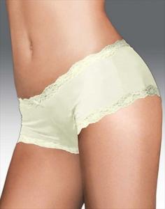 Feel fun and flirty in our beautiful cheeky scalloped lace hipster. Beautiful sexy cheeky style. Soft to touch. Gorgeous scalloped lace waistband and leg bands. Comfortable to wear all day. Features Stretches to move with the body for a flexible fit. Low-rise style. Cotton lined gusset. Fabric Content Body - Modal & Elastane. Lace - Nylon & Elastane. Gusset lining - 100% cotton. Color - Ivory. Size - 8.