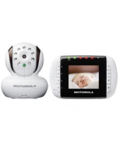 Featuring infrared night vision, this Motorla baby monitor offers a crisp, clear picture in any light, giving you complete peace of mind. In white/gray. Limit one per household. Product Features Two-way communication allows you to reassure your tiny tyke at a distance. Room temperature display and lullaby player add extra comfort to your nursery. Long 590-foot range with out-of-range alert means you won't disconnect. 2.4 GHz wireless technology keeps you in touch with no interference. Large 2.8-inch, full-color LCD screen ensures an excellent view. Visual sound lights indicates any noise your baby makes. Volume control adjusts to your desired level. Product Details Includes: parent unit, baby unit, support stand, wall mount & rechargeable battery 5H x 10W x 8D Ages birth & up Uses 1 rechargeable battery (included) Model no. MBP33 Promotional offers available online at Kohls.com may vary from those offered in Kohl's stores. Size: One Size. Color: White. Gender: Unisex. Age Group: Infant.