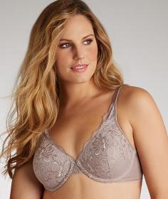 This Playtex bra gives you full support in sizes up to DDD. Plus it's so pretty you'll feel gorgeous whenever you wear it. Features Contoured underwire cups provide naturally curvy shaping. Sleek micro-foam lining aDDs comfy support and coverage. Lush two-tone embroidery lends feminine appeal. Dainty scalloped neckline shows just enough sexy cleavage. (Has faux-diamond charm for a touch of stylish sparkle.). Supportive non-stretch straps stretch/adjust in back. (Plus they're designed to stay up on your shoulders.). TruSUPPORT&trade; bra design offers comfortable 4-way support. Back close has two to three rows of adjustable hooks and eyes. Fabric Content - Nylon Polyester Spandex. Color - Black/Warm Steel Embroidery. Size - 44B.